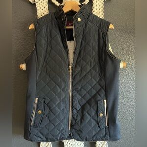 Cavalini Navy Quilted Full with Gold zippers Vest Woman's Size M